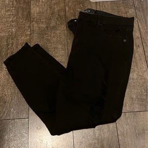 NWOT Torrid Premium Skinny Jeans, Black Wash with Ripped Deconstruction